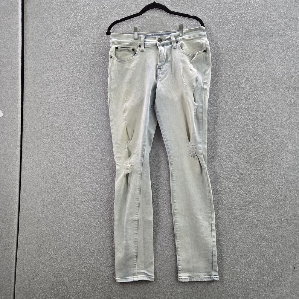 GUESS Men Jeans 32 Light‎ Blue Denim Skinny Distressed Slim 31" Inseam
